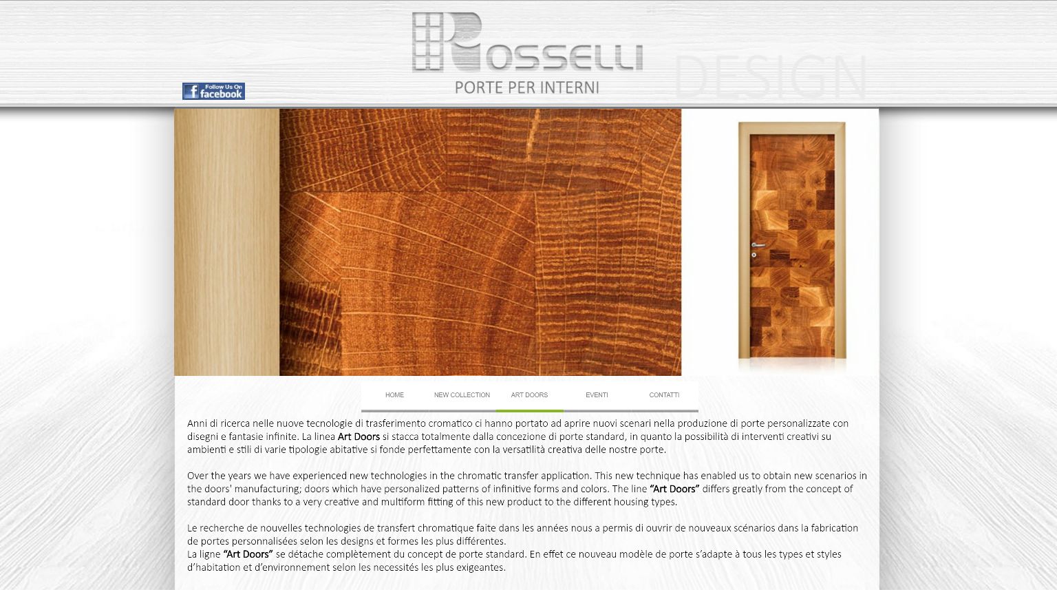 Pagina sito web Rosselli - porte per interni